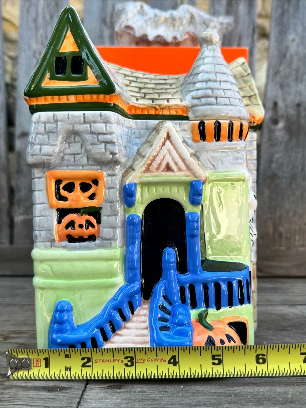 Vintage Macy's Halloween Ceramic Haunted House Cookie Jar W/ BOX